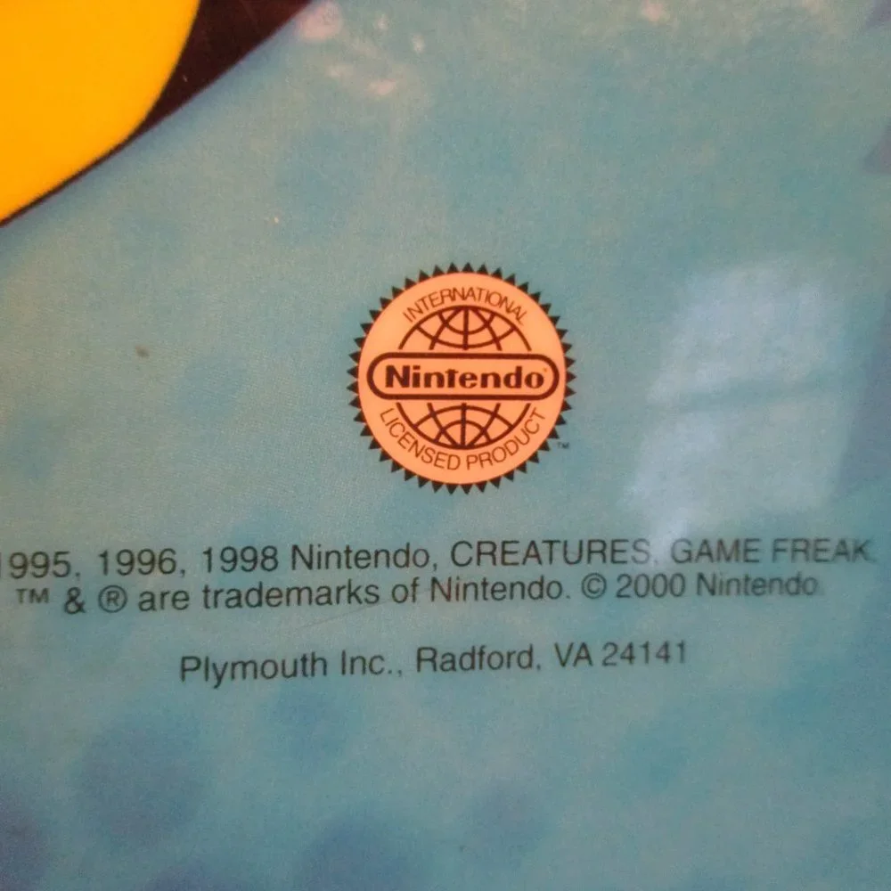 Nintendo Pokemon Large 12x9x4 Yellow Blue White Vintage 2000 Zip Paper Keeper